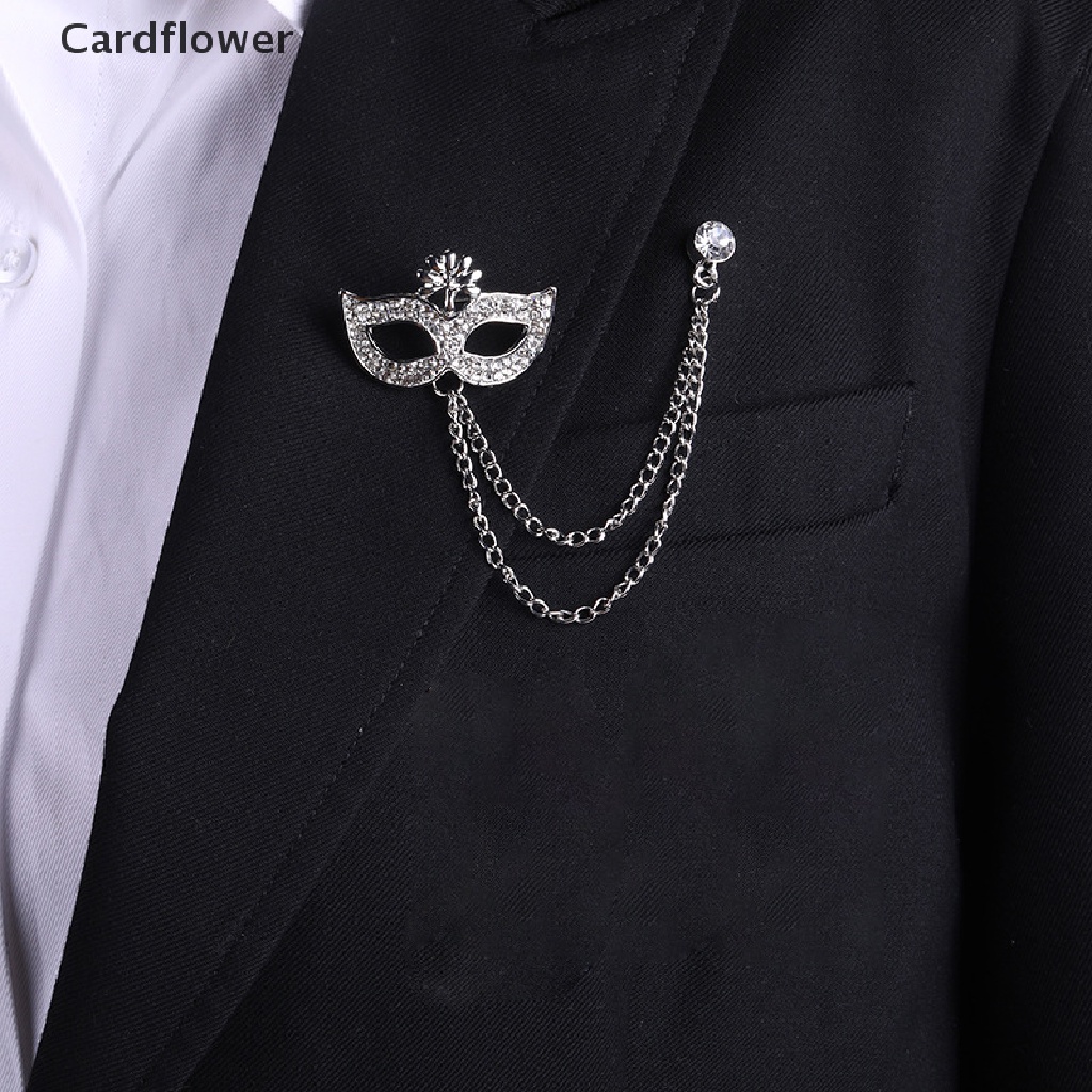 < Cardflower > Ghim Cài Áo Hình Vương Miện Đính Pha Lê Phối Dây Xích Tua Rua Thời Trang Cho Nam Và Nữ