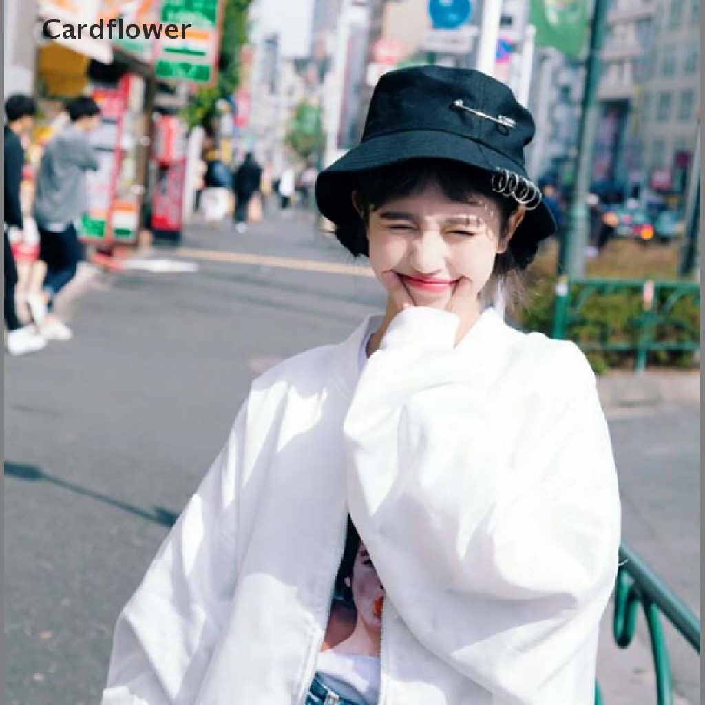 < Cardflower > Mũ Bucket Chống Nắng Mùa Hè Có Vòng Ghim Thời Trang Unisex