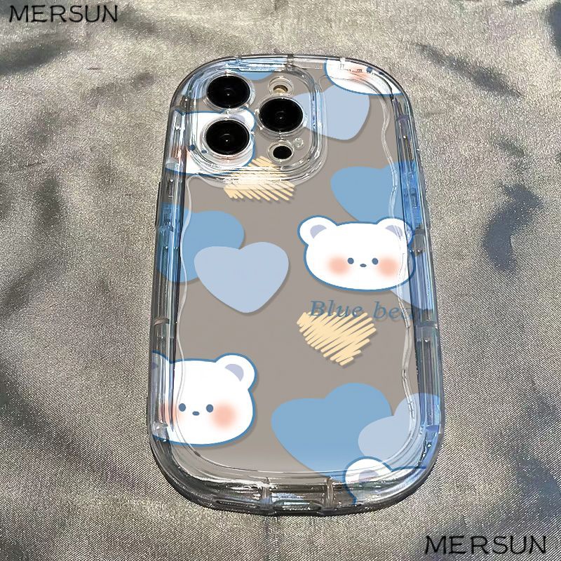 ✅Ốp Điện Thoại Mềm Chống Sốc Hình Gấu Màu Xanh Dương Cho Iphone xs 13 8p 14711 promax12xr Love / 7CCZ