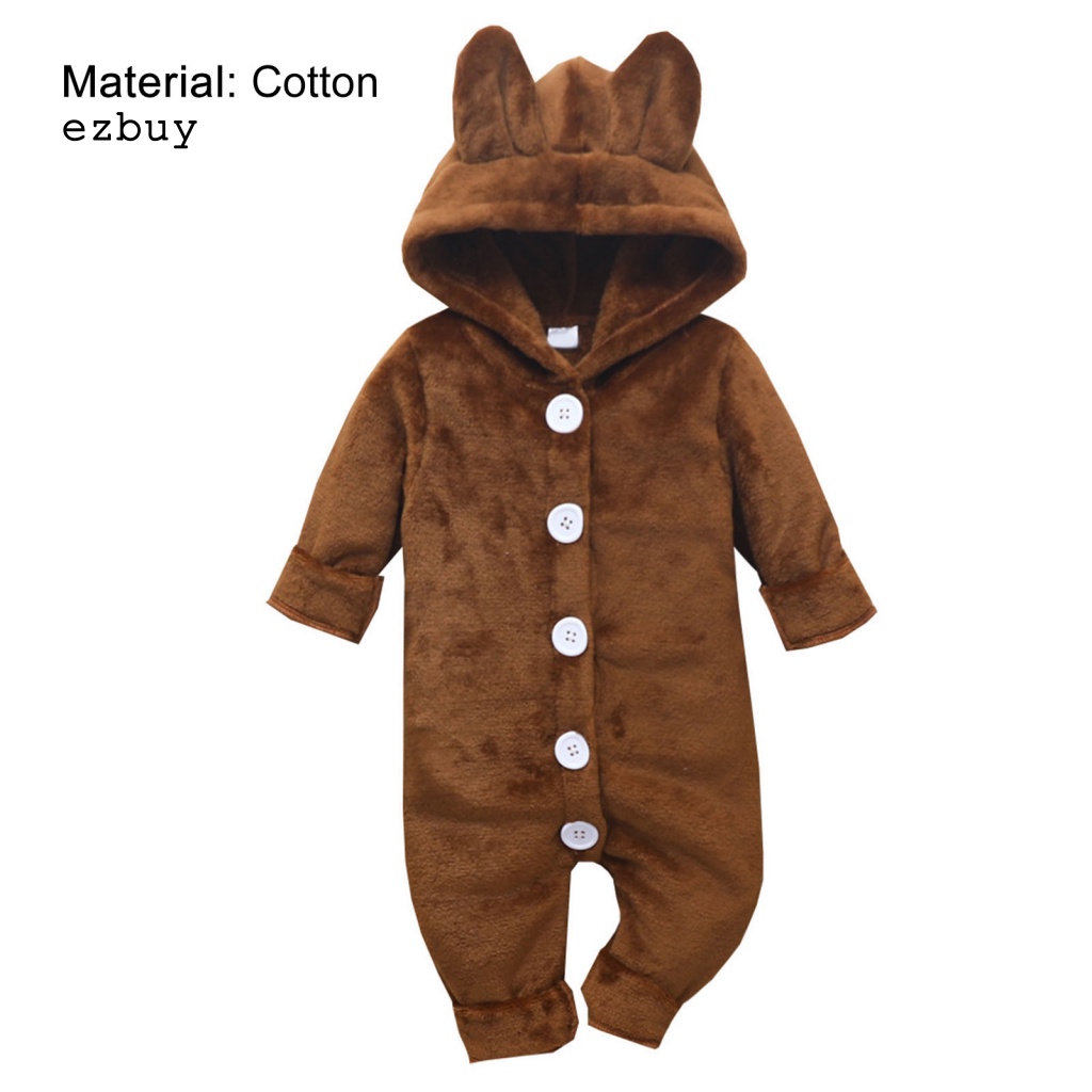 Bộ Áo Liền Quần Bằng Cotton Giữ Ấm Có Nón Trùm Đầu Thoáng Khí Dành Cho Bé Sơ Sinh