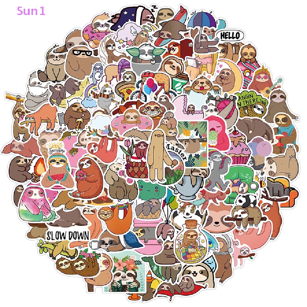 Bộ 100 Miếng Dán Chống Nắng Sun1 > 100 Hình Động Vật Dễ Thương Trang Trí Bình Nước / Ván Trượt / Xe Đạp DIY