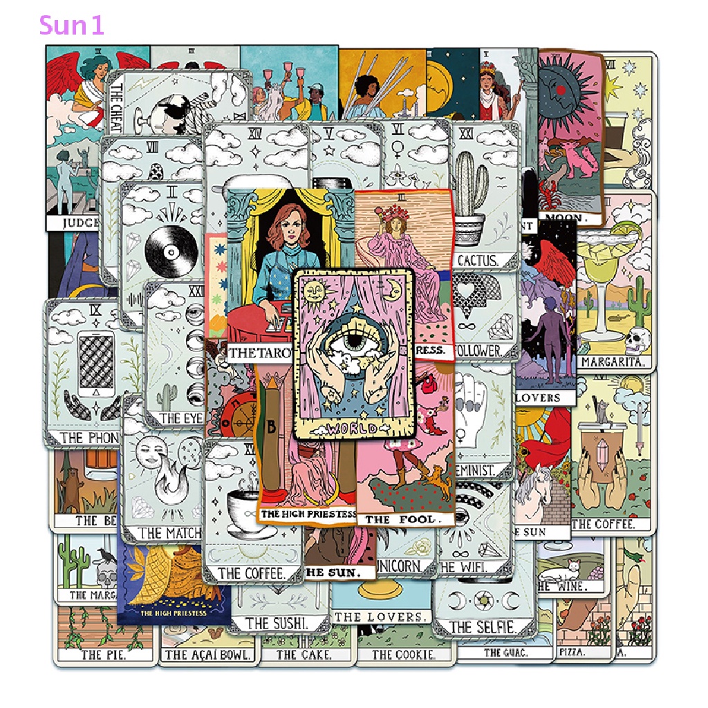 Set 50 Tấm Hình Dán Bài Tarot Chống Thấm Nước Độc Đáo