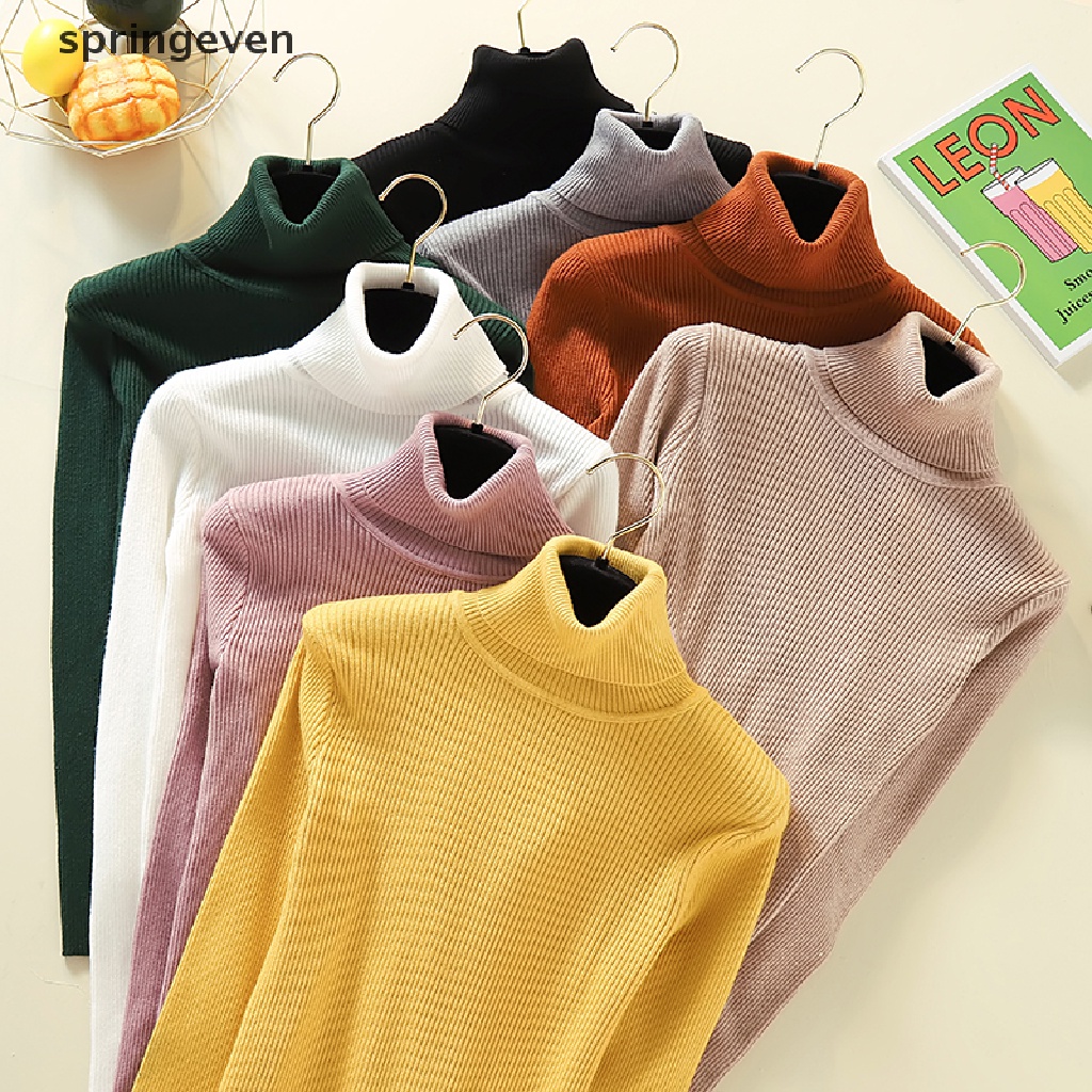 Áo Sweater Dệt Kim Tay Dài Cổ Lọ Ôm Dáng Thời Trang Cho Nữ