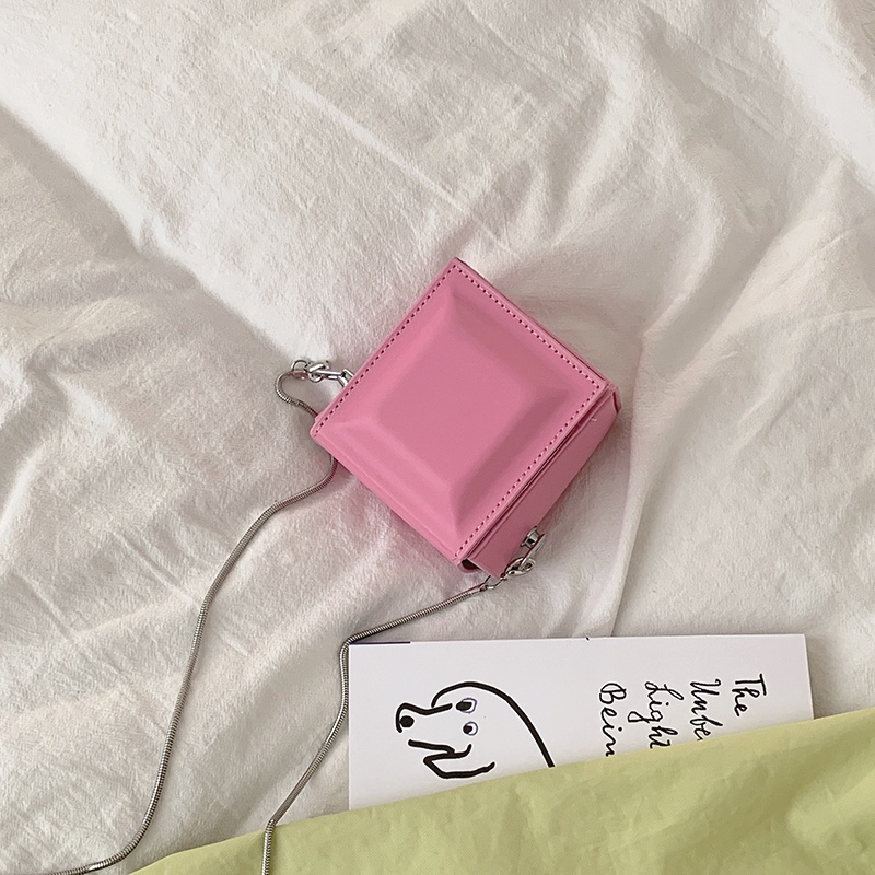 Túi Đeo Chéo Mini Hình Vuông Phối Dây Đeo Sợi Xích Thời Trang Mùa Hè Cho Nữ