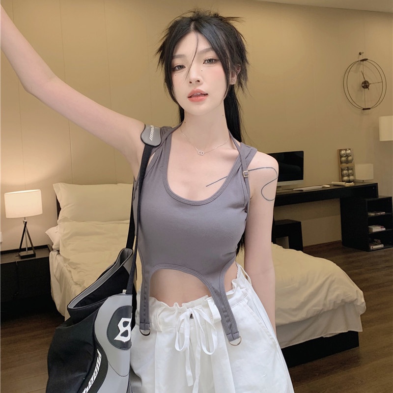 COZOK Áo Croptop Sát Nách Màu Trơn Quyến Rũ Hợp Thời Trang