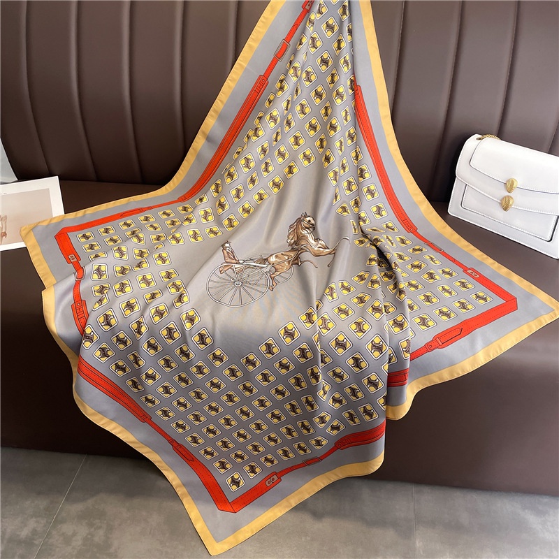 Khăn Choàng Cổ Lụa Vuông 90cm In Chữ Cá Tính Thời Trang Xuân Hè