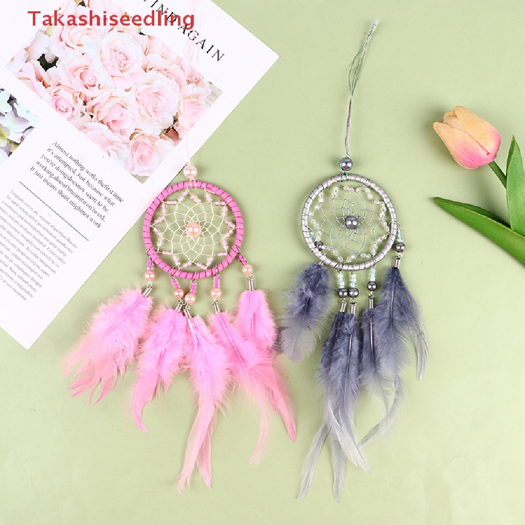 Dreamcatcher Đính Lông Vũ Treo Trang Trí Nội Thất Xe Hơi