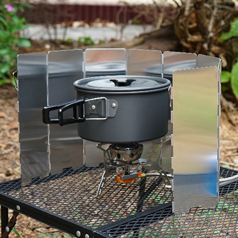 Set 9 Tấm Chắn Gió Cho Bếp Ga Có Thể Gấp Gọn Tiện Dụng Khi Đi Cắm Trại