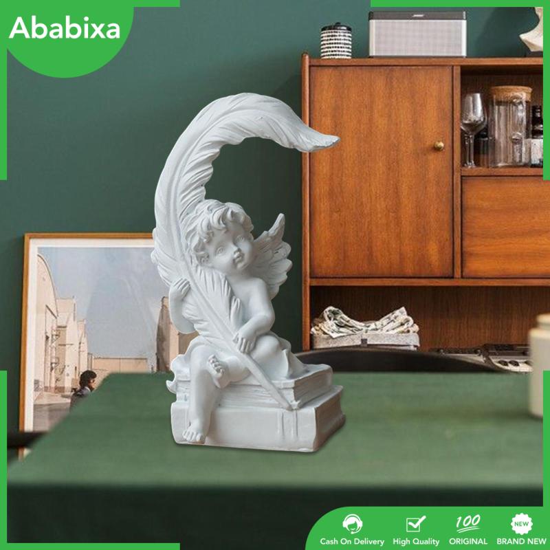 [Ababixa] Đồ trang trí Tượng Thần Cherub Điêu Khắc Góc Nghệ Thuật Có Lá Tưởng Niệm Để Bàn Trang Trí Nhà Cửa / Tiệc Cưới