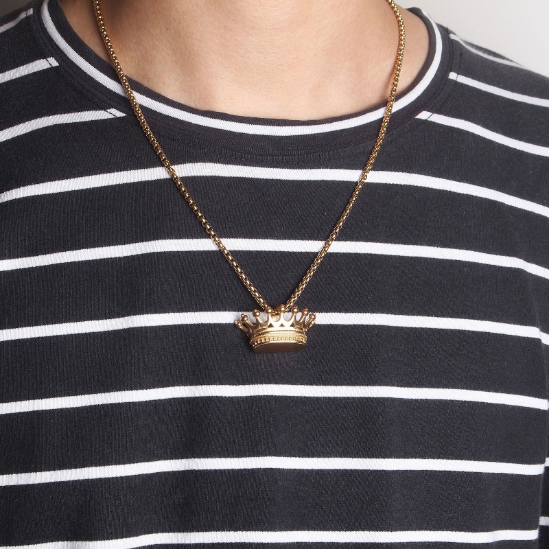 Vòng cổ Bằng Thép Không Gỉ Mặt Vương Miện Phong Cách Hip Hop Thời Trang Cho Nam Và Nữ