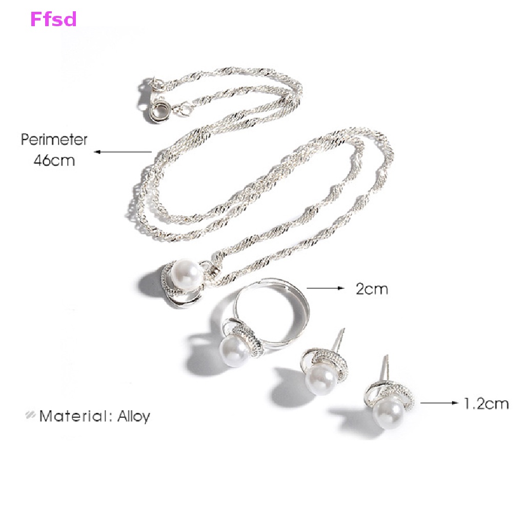 Bộ Trang Sức Vòng cổ / Nhẫn / Bông Tai Mạ Bạc Hình Hoa Bướm Đính Ngọc Trai Nhân Tạo Thời Trang Cho Nữ