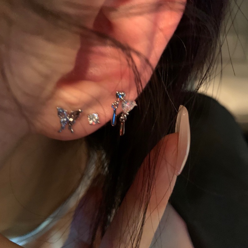 Set 6 Bông Tai Mạ Bạc Hình Bướm Chất Lượng Cao