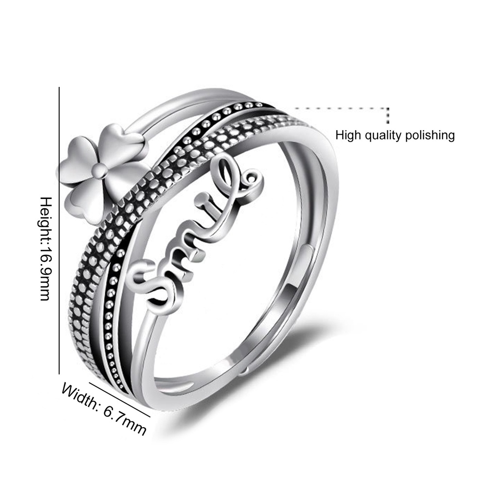 Nhẫn Hở Nhiều Lớp Thoải Mái Trang Trí Hình Cỏ 4 Lá Phong Cách Hàn Quốc Thời Trang