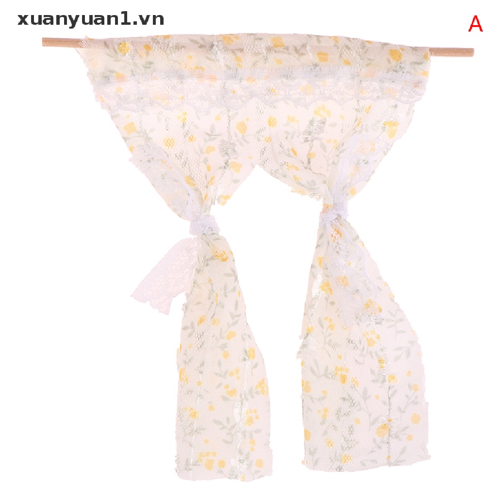 1 Rèm Cửa Ren Hoa Cúc Xinh Xắn Cho Nhà Búp Bê Tỉ Lệ 1: 12
