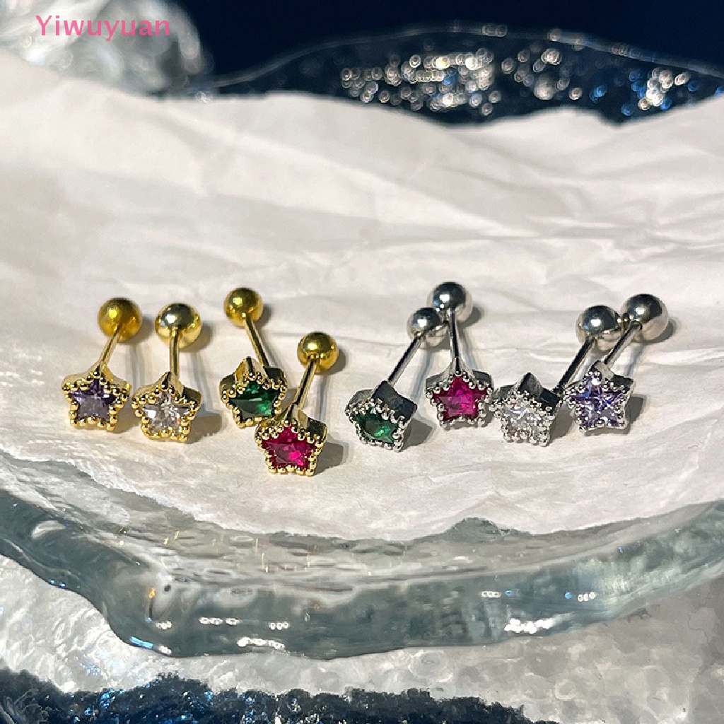 1 Đôi Khuyên Tai Đính Đá Zircon Hình Ngôi Sao Thời Trang Mới