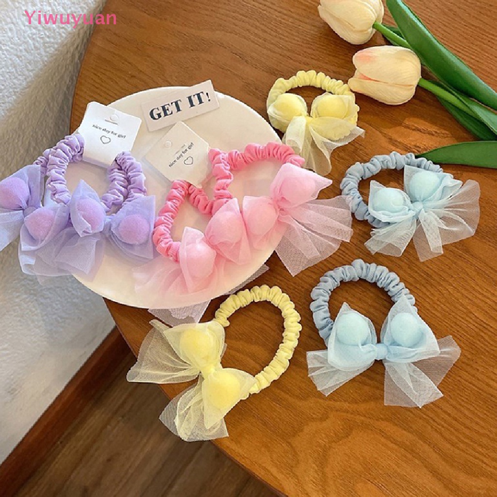 Dây Buộc Tóc Cao Su Organza Co Giãn Màu Kẹo Hình Nơ Dễ Thương Cho Bé Gái