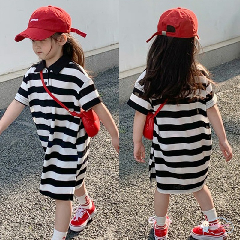 Đầm Công Chúa Họa Tiết Kẻ Sọc Phong Cách Hàn Quốc Xinh Xắn Thời Trang Cho Bé Gái