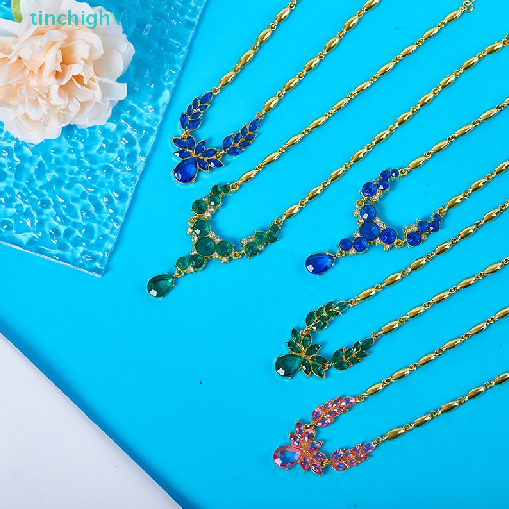 Bộ Vòng cổ + Bông Tai Hình Hoa Bằng Hợp Kim Acrylic Đính Pha Lê Sang Trọng Cho Nữ