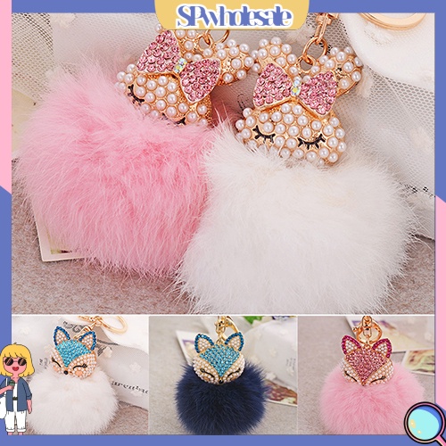 <SPwholesale> Móc Khóa Banh Xù Đính Đá Dễ Thương