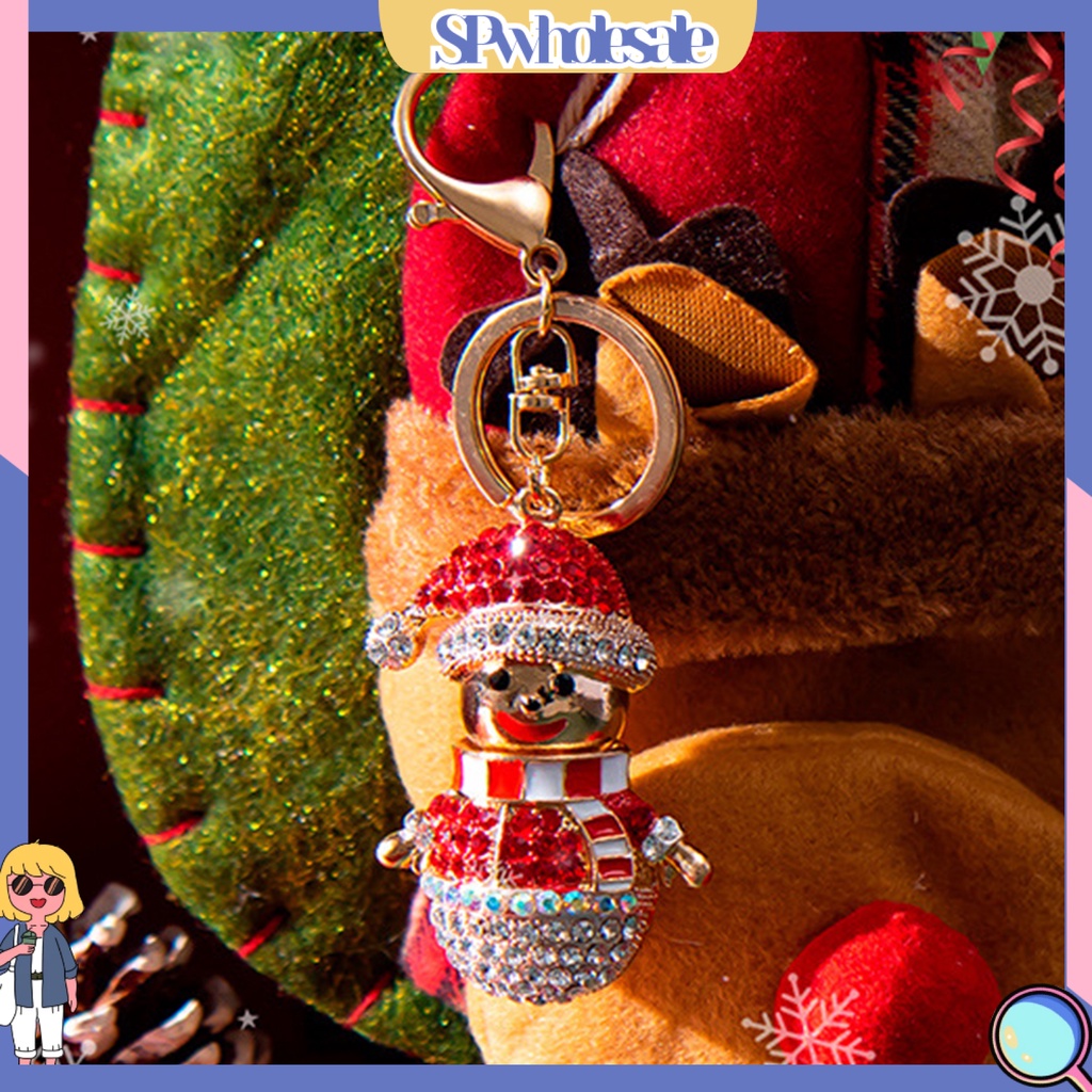 <SPwholesale> Móc Khóa Hình Người Tuyết Hoạt Hình Đính Đá Phối Dây Tua Rua Dễ Thương