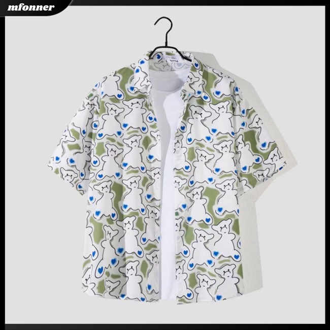 Áo Sơ Mi Tay Ngắn In Họa Tiết Hoạt Hình Phong Cách Hawaii Cho Nam
