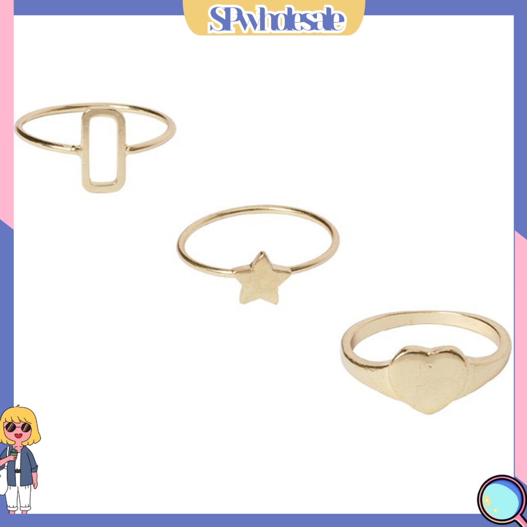 <SPwholesale> Set 8 Nhẫn Đeo Tay Kim Loại Đính Đá Thời Trang Cho Nữ