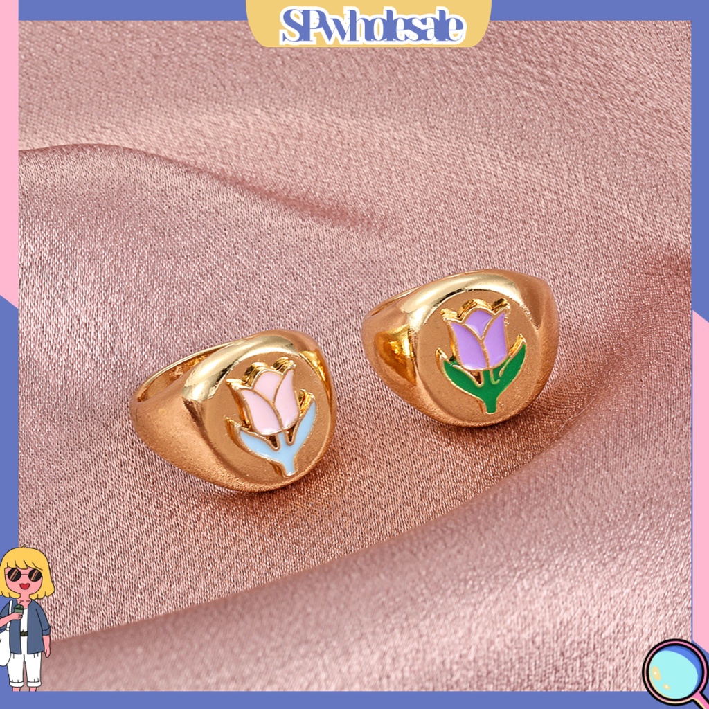 <SPwholesale> Nhẫn Mạ Điện Hình Học Tráng Men Hình Trái Tim Tráng Men Quyến Rũ Quà Tặng Trang Sức Hàng Ngày Cho Nữ