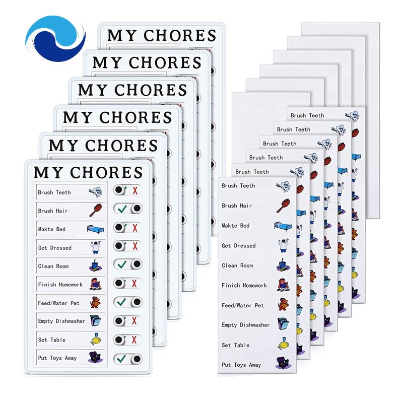 Set 6 Bảng Nhựa Có Thể Tháo Rời Kèm 12 Thẻ Ghi Chú Cho Bé