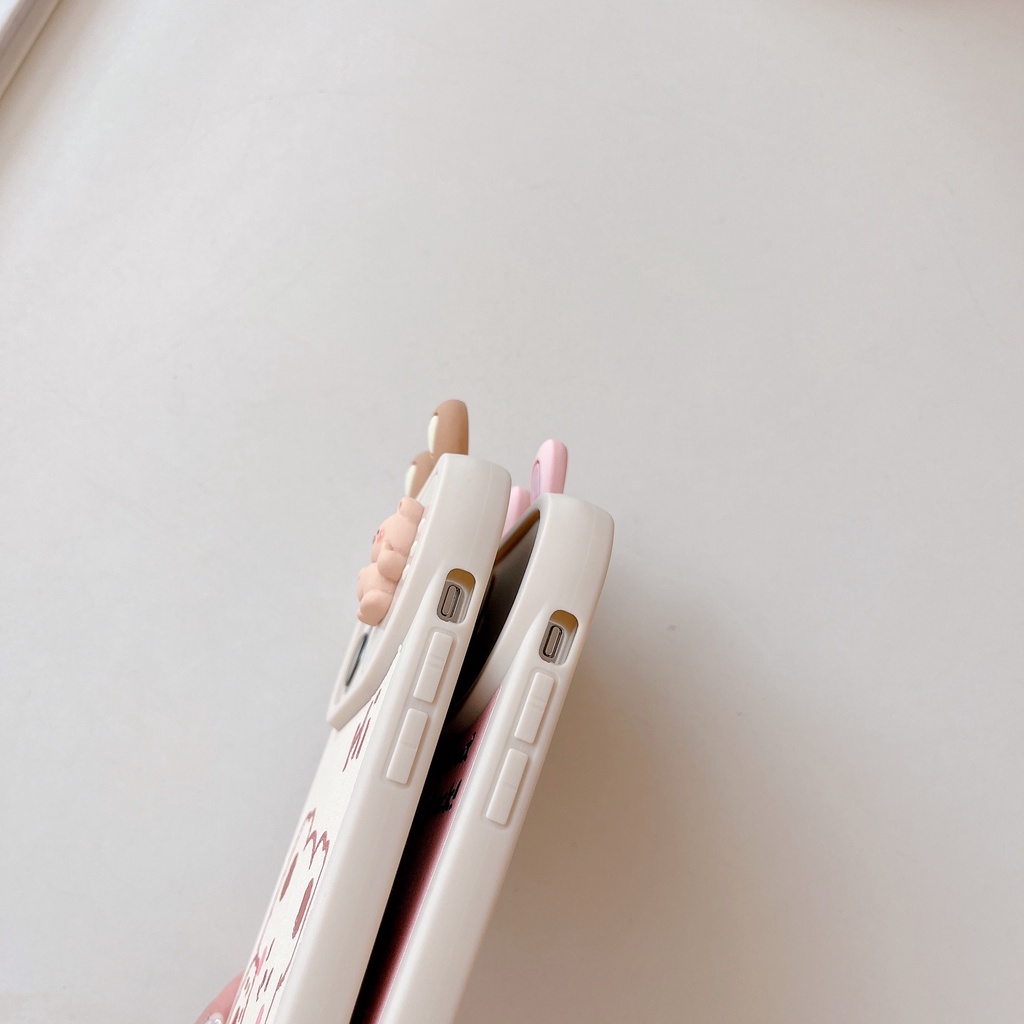 Ốp Điện Thoại Silicon TPU Mềm Hình Gấu Thỏ Hoạt Hình 3D Bảo Vệ Camera Cho iPhone 14 Pro Max 14 Plus 13 12 11