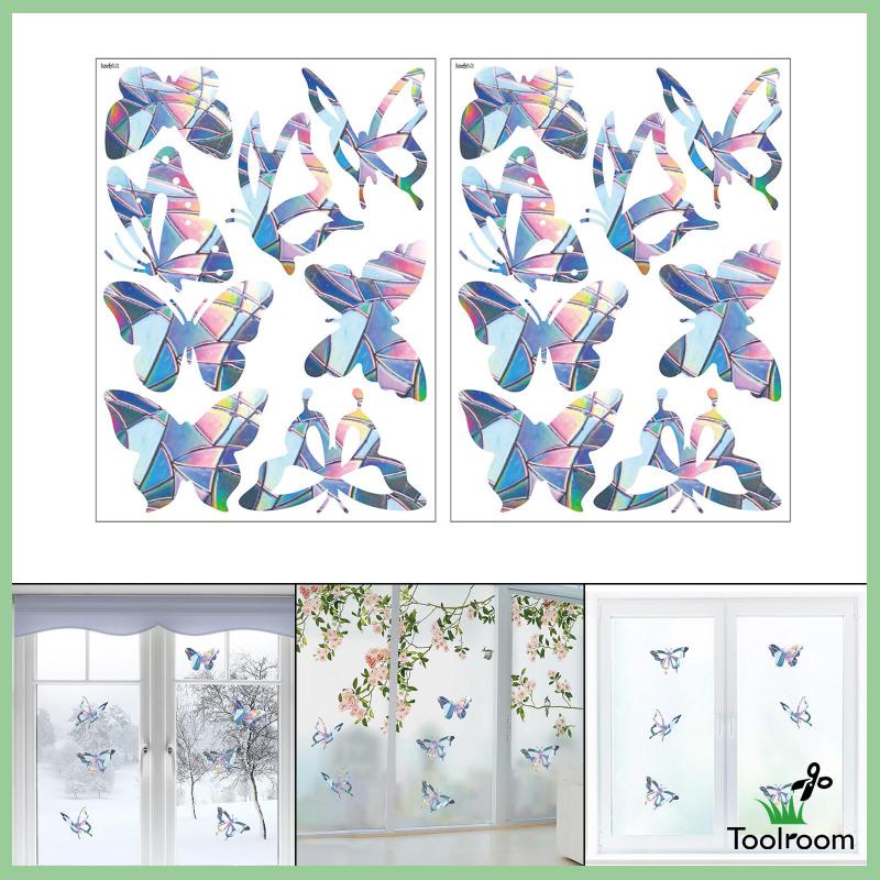 Bộ 2 Miếng Dán Hình Bướm Màu Cầu Vồng Cho Cửa Sổ Xe Hơi