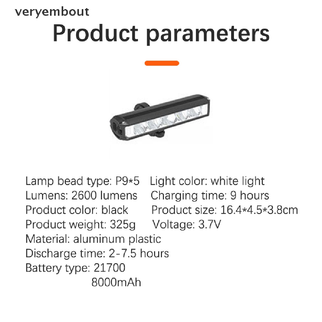 Đèn Pin 8000mAh 2600 Lumen Chống Thấm Nước Kèm Sạc USB Tiện Dụng Dành Cho Xe Đạp Leo Núi