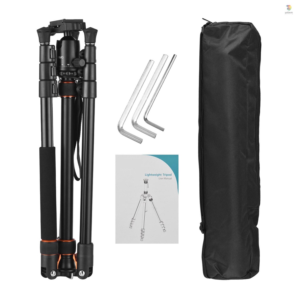 Giá Đỡ Ba Chân 2 Trong 1 200cm / 78.7in Max. Phụ Kiện Chất Liệu Hợp Kim Nhôm 3600 Độ Cao 5kg 360° Dây Đeo Máy Ảnh / Điện Thoại Thông Minh Có Thể Điều Chỉnh Được Kèm Túi Đựng Tiện Dụng