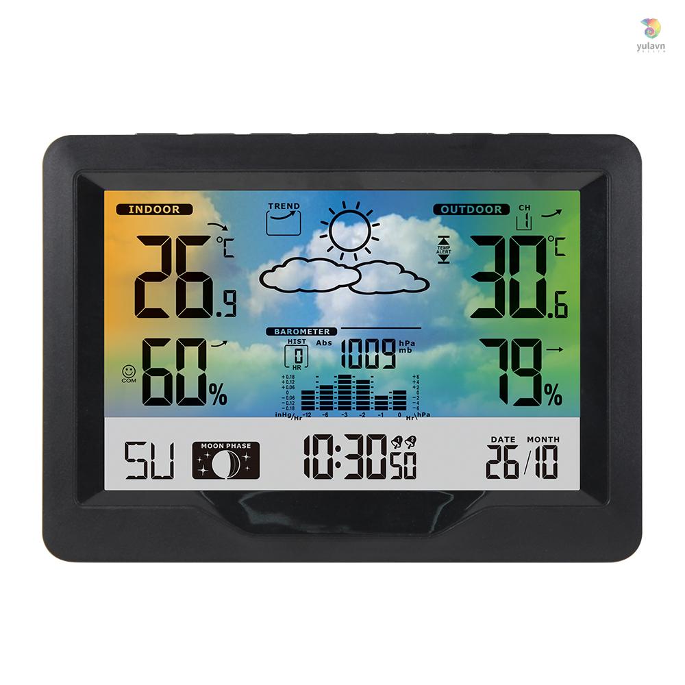 Trạm Dự Báo Thời Tiết Không Dây Màn Hình Màu Kỹ Thuật Số Cảm Ứng Nhiệt Độ Và Độ Ẩm Ngoài Trời