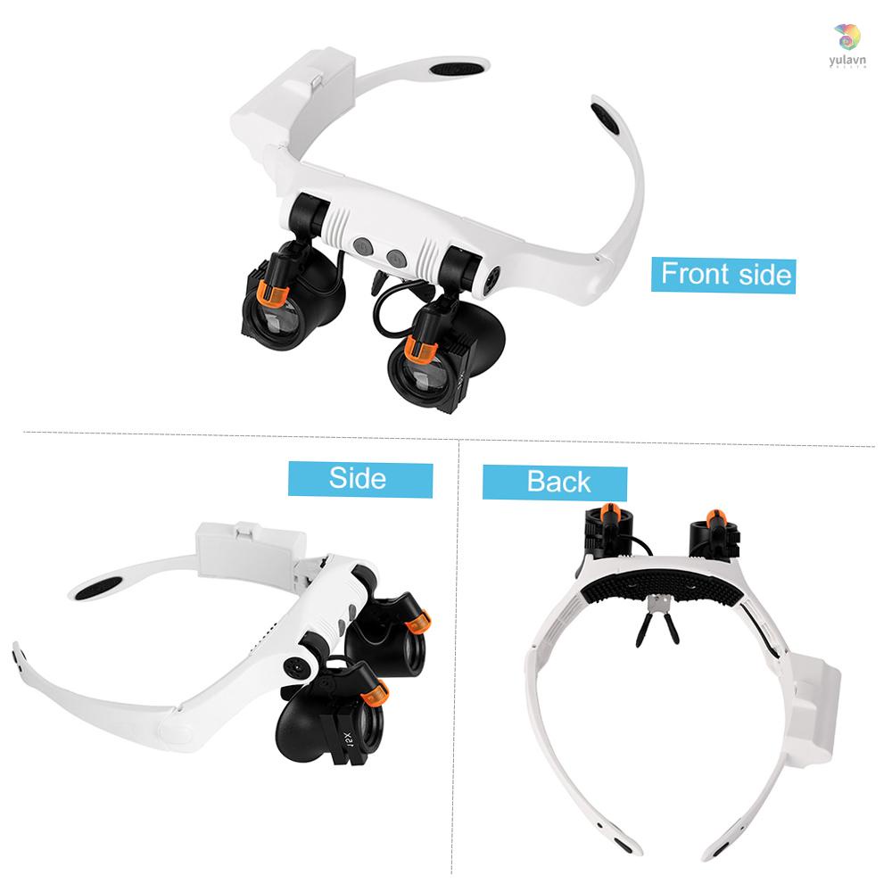 Kính Lúp Đeo Đầu Phóng Đại Nhiều Kính Có Đèn LED Ấm Áp Và Mát Mẻ