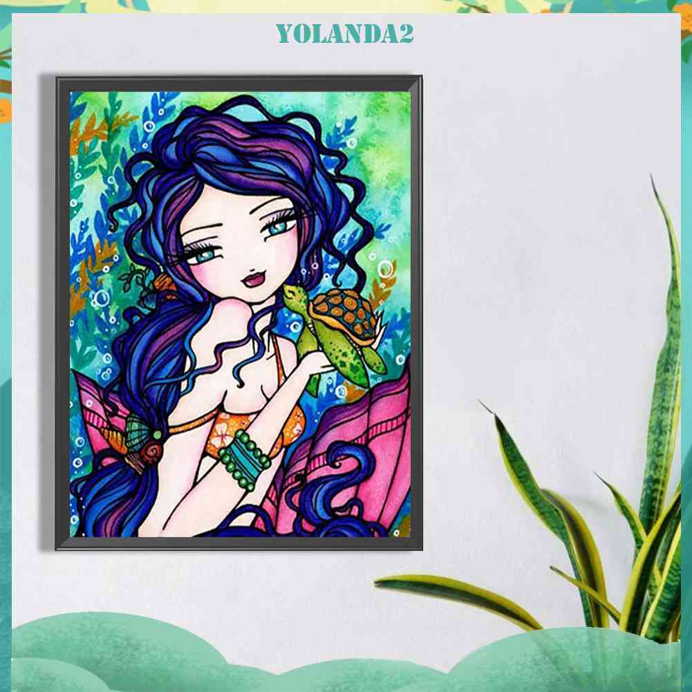 Bộ Tranh Đính Đá 5D Họa Tiết Hoạt Hình Cô Gái Độc Đáo DIY Dùng Trang Trí Nhà Cửa