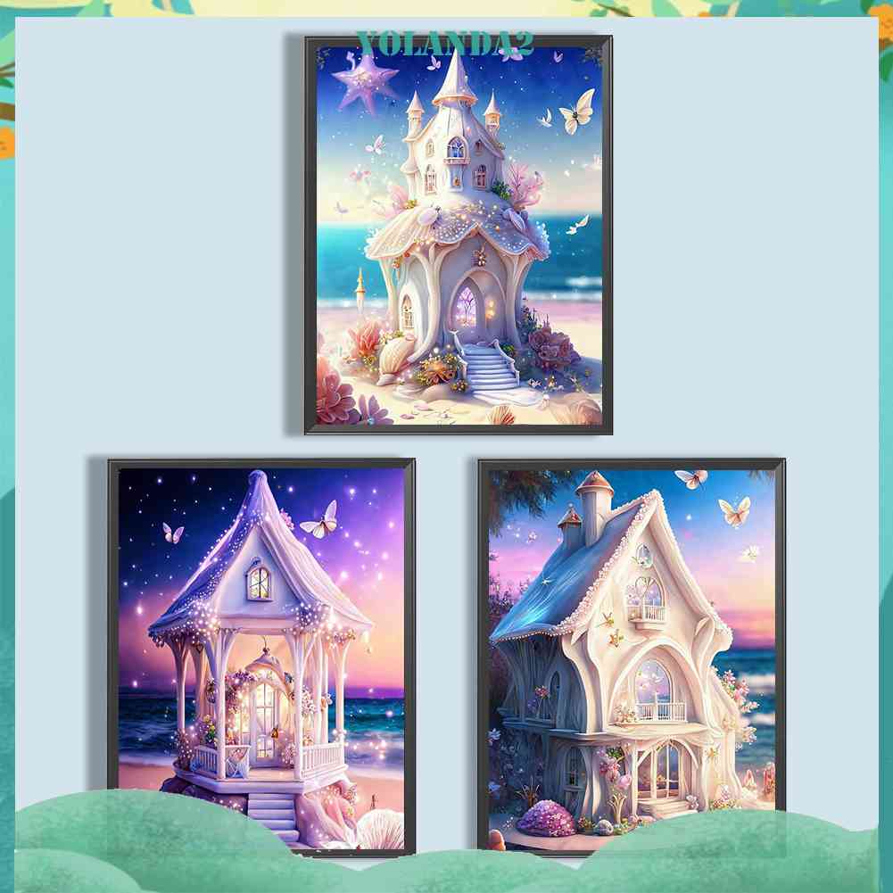 Tranh Đính Đá Kim Cương Toàn Bộ 5D DIY Hình Lâu Đài