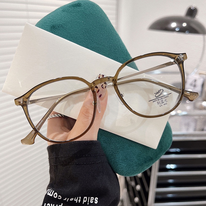 Mắt Kính Gọng Tròn Chống Bức Xạ Bằng Kim Loại Phong Cách Hàn Quốc Cổ Điển Dành Cho Nam Nữ