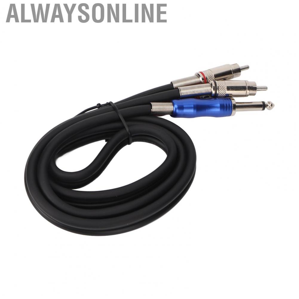 Alwaysonline Dual 1/4 Inch TS To RCA Cable  Male Noise Isolation Detachable 6.35mm Corrosion Resistant for Amplifier TV