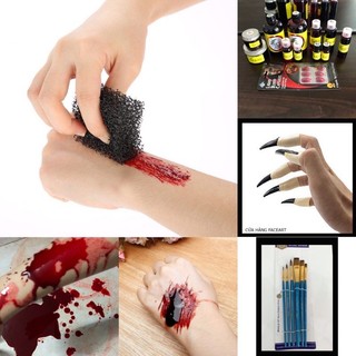 Xốp bọt biển hoá trang HALLOWEEN - Cọ vẽ hoá trang - Bọt xốp hoá trang máu - Máu hoá trang vết thương - răng nanh nhọn