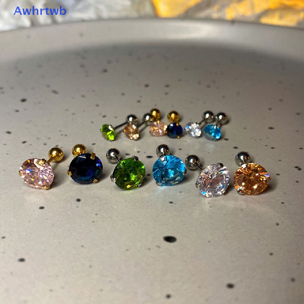 1 Khuyên Tai Đính Đá 5 / 8mm Thời Trang Nữ Tính Mới