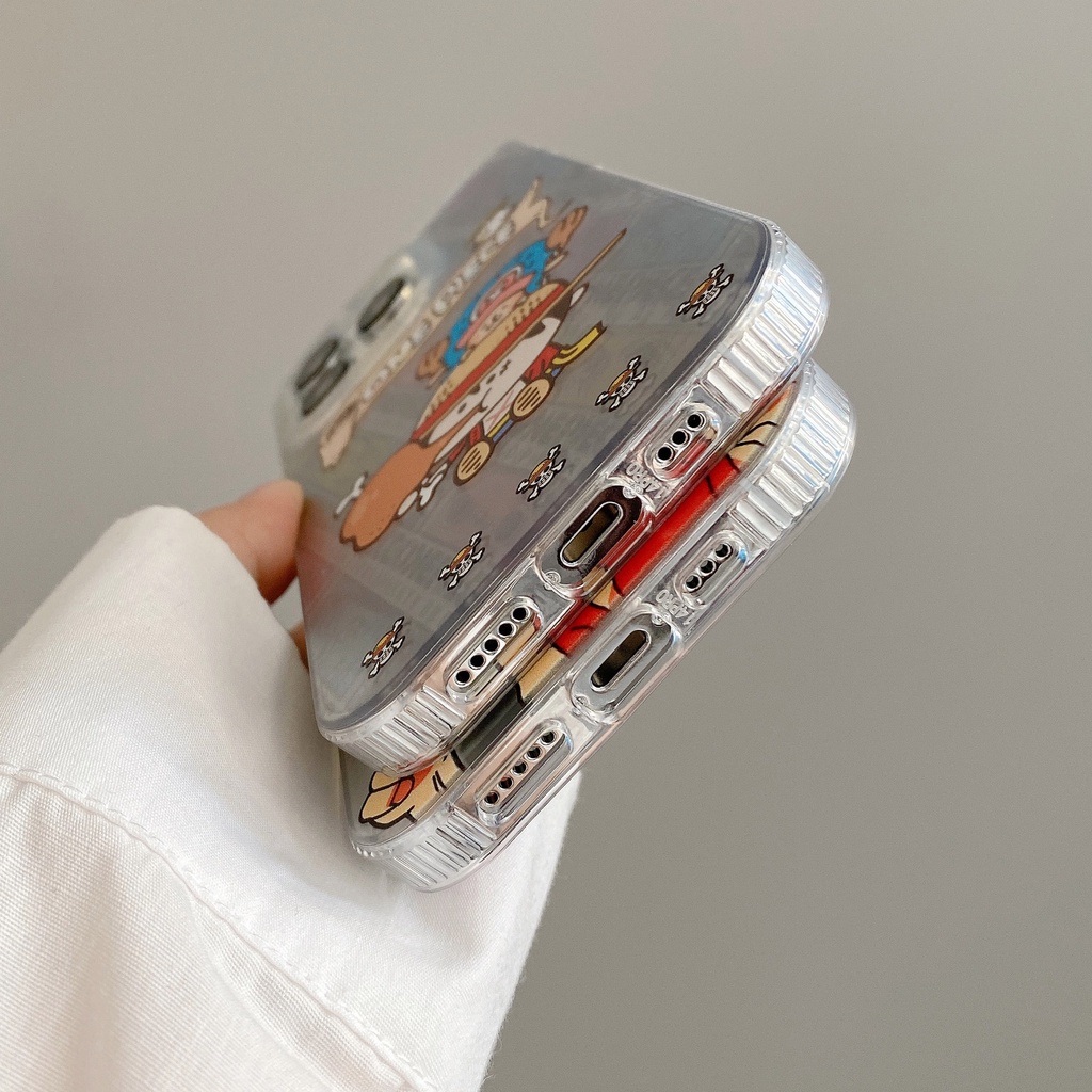 Ốp Điện Thoại Màu Bạc Sáng Họa Tiết Hoạt Hình Luffy One Piece Sang Trọng Cho iPhone 14Pro Max 13promax 12 11