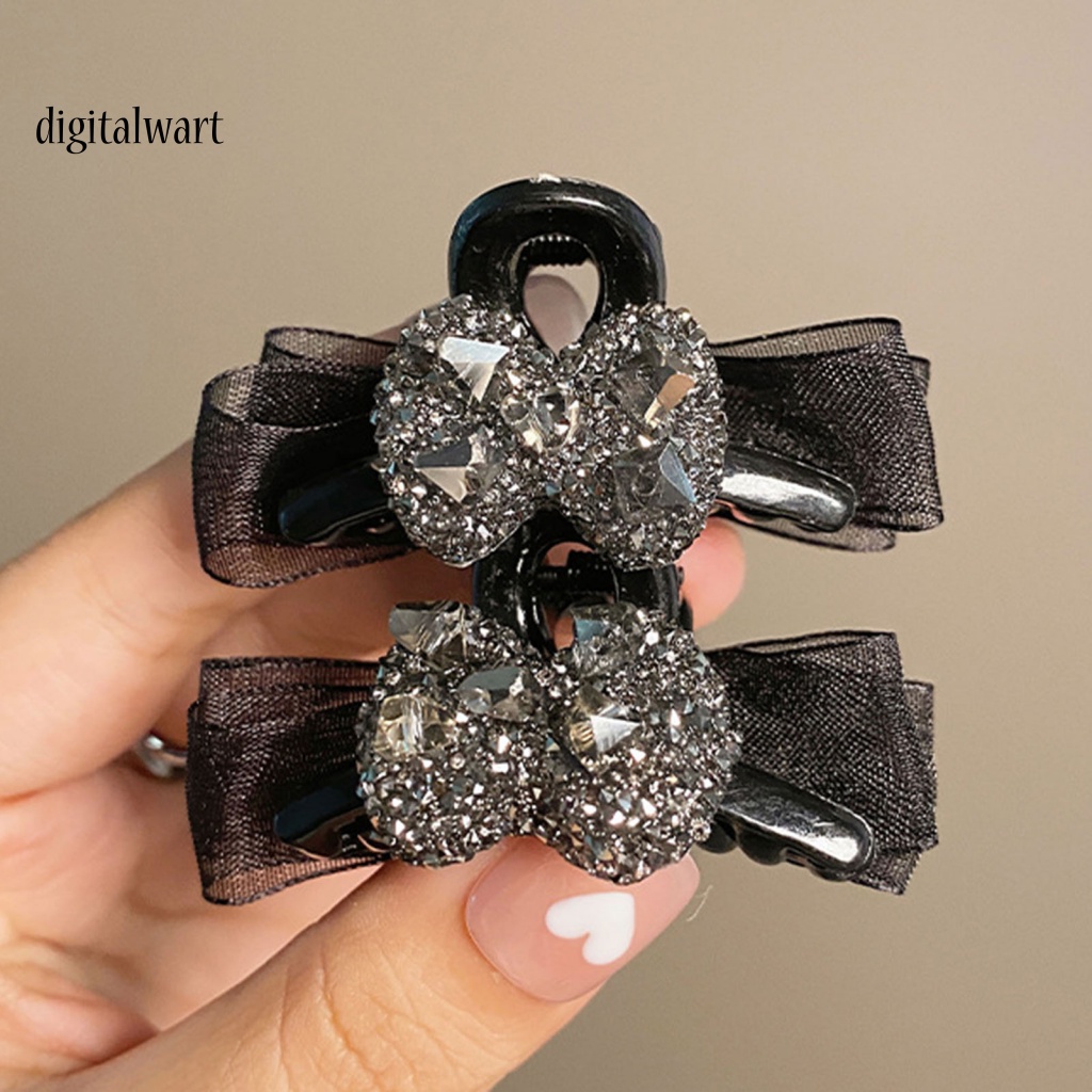 Kỹ Thuật Số| Kẹp Tóc Hình Nơ Hai Mặt Đính Đá Chống Trượt Co Giãn Thời Trang Dành Cho Nữ