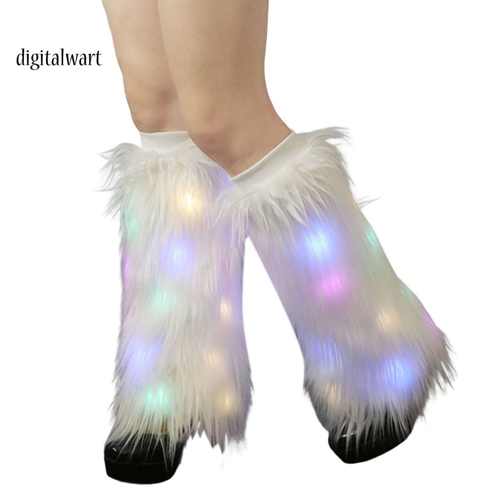 Kỹ Thuật Số| 1 Đôi Vớ Ống Cao Giữ Ấm Chân Bằng Lông Giả Có Đèn Dùng Biểu Diễn Sân Khấu Tiệc Tù