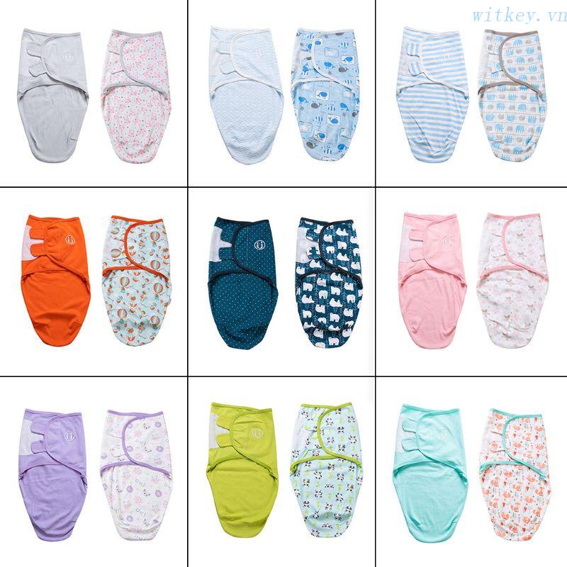 Bộ 2 Chăn Quấn Em Bé Sơ Sinh Bằng Cotton Mềm Hình Kén Dễ Thương 0-2 Tháng Tuổi