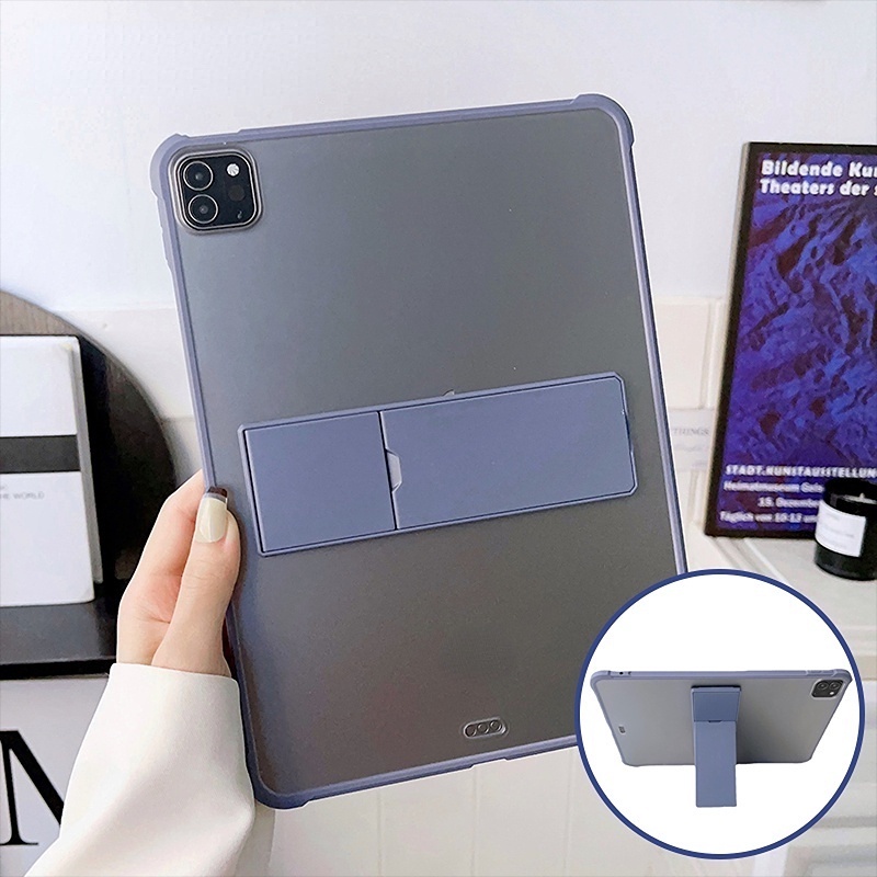 iKey 2in1 Transparent Matte Holder Case Compatible For iPad Pro 11 12.9 2022 Air 5 Air 4 10th 10.9 Air 3 10.5 9.7 7th 8th 9th gen 10.2 Mini 6 ins All inclusive Soft Edge Shockproof Stand Cover Protective Shell