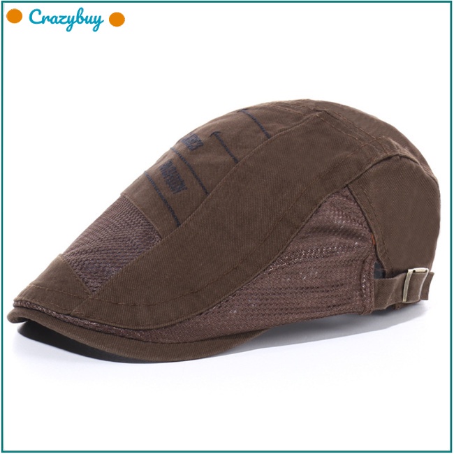 Cr Mũ Beret Vải Cotton Phối Lưới Thoáng Khí Chống Nắng Có Thể Điều Chỉnh