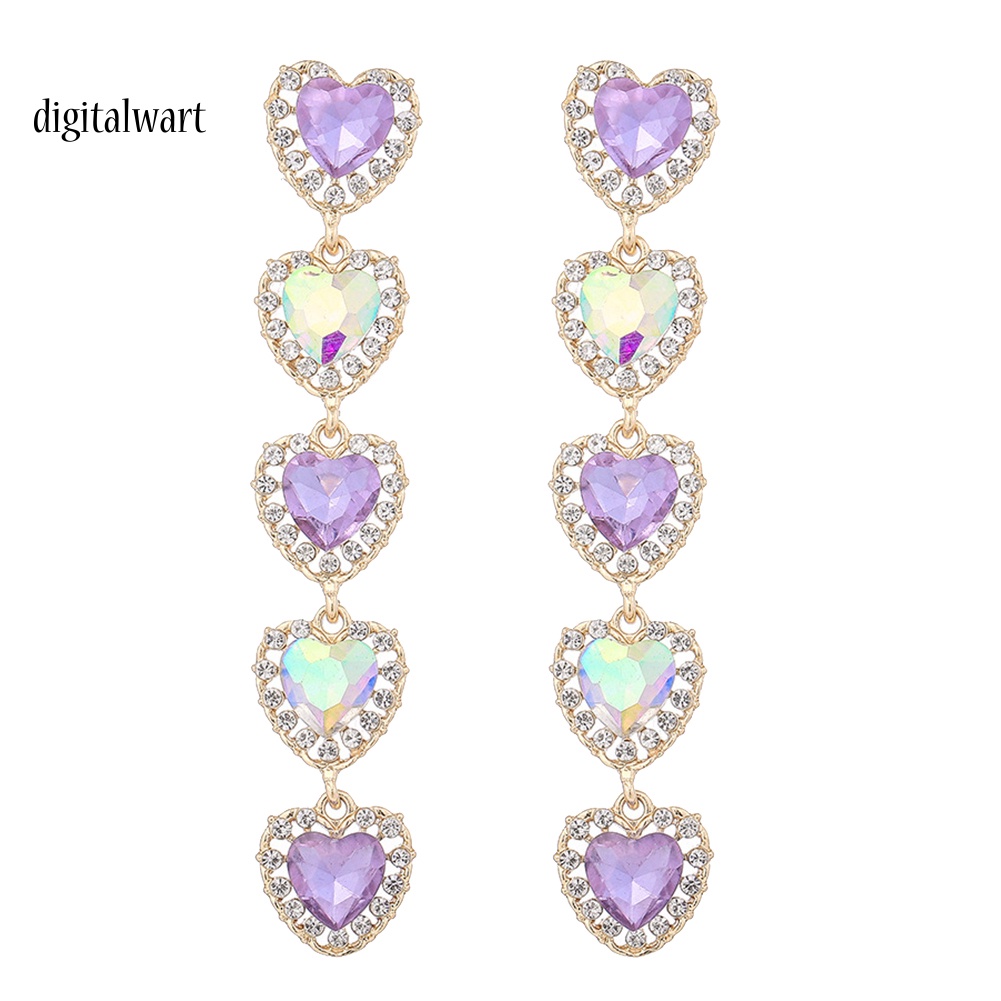 Kỹ Thuật Số| Bông Tai DạNg DàI HìNh TráI Tim ĐíNh Đá LấP LáNh