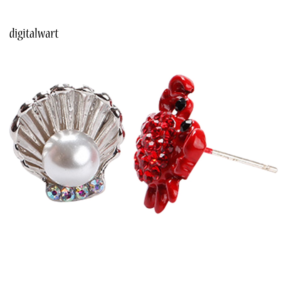 Kỹ Thuật Số| Khuyên Tai Hình Con Cua Đính Đá Và Ngọc Trai Dễ Thương Cho Nữ