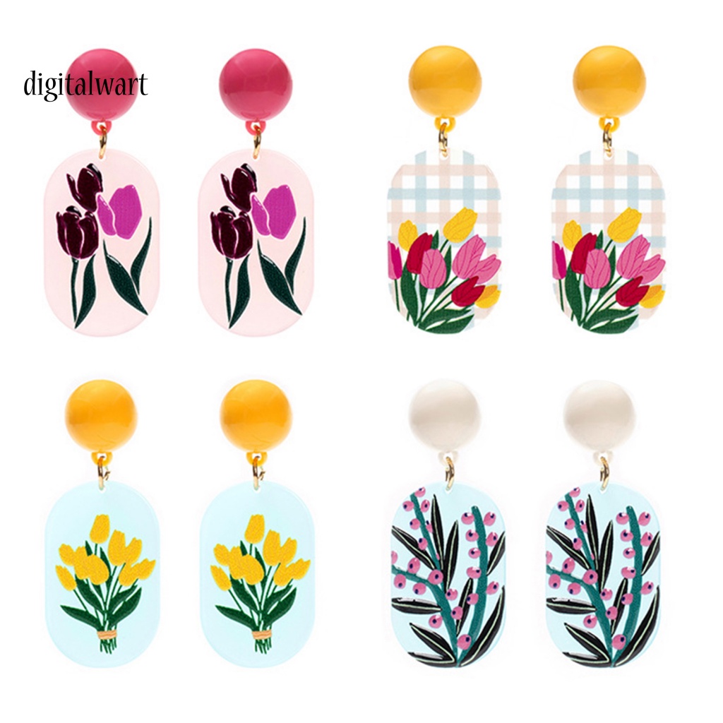 Kỹ Thuật Số| 1 Đôi Bông Tai Xỏ Lỗ Họa Tiết Hoa Dập Nổi Ba Chiều Màu Sắc Tươi Sáng Cho Nữ