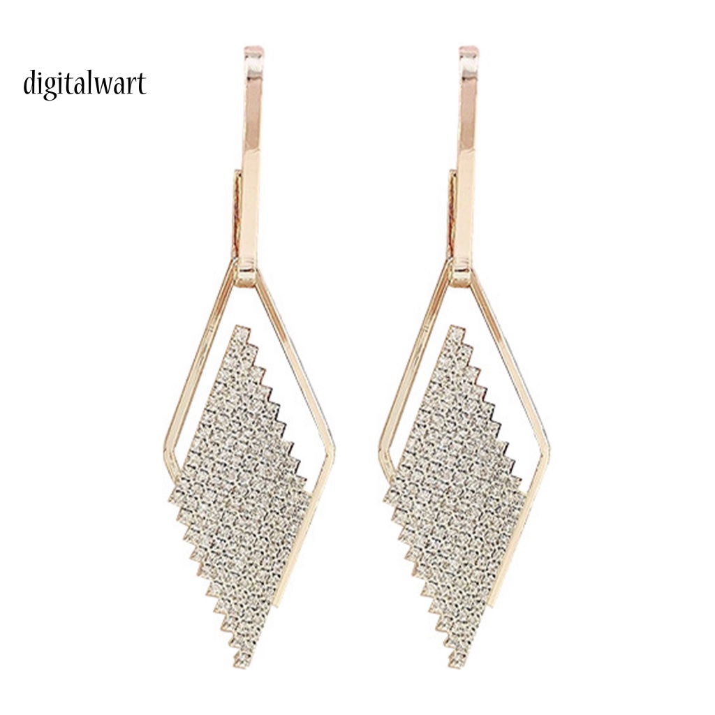 Kỹ Thuật Số| 1 Đôi Bông Tai Hình Thoi Đính Đá Lấp Lánh Chống Rơi Dành Cho Nữ
